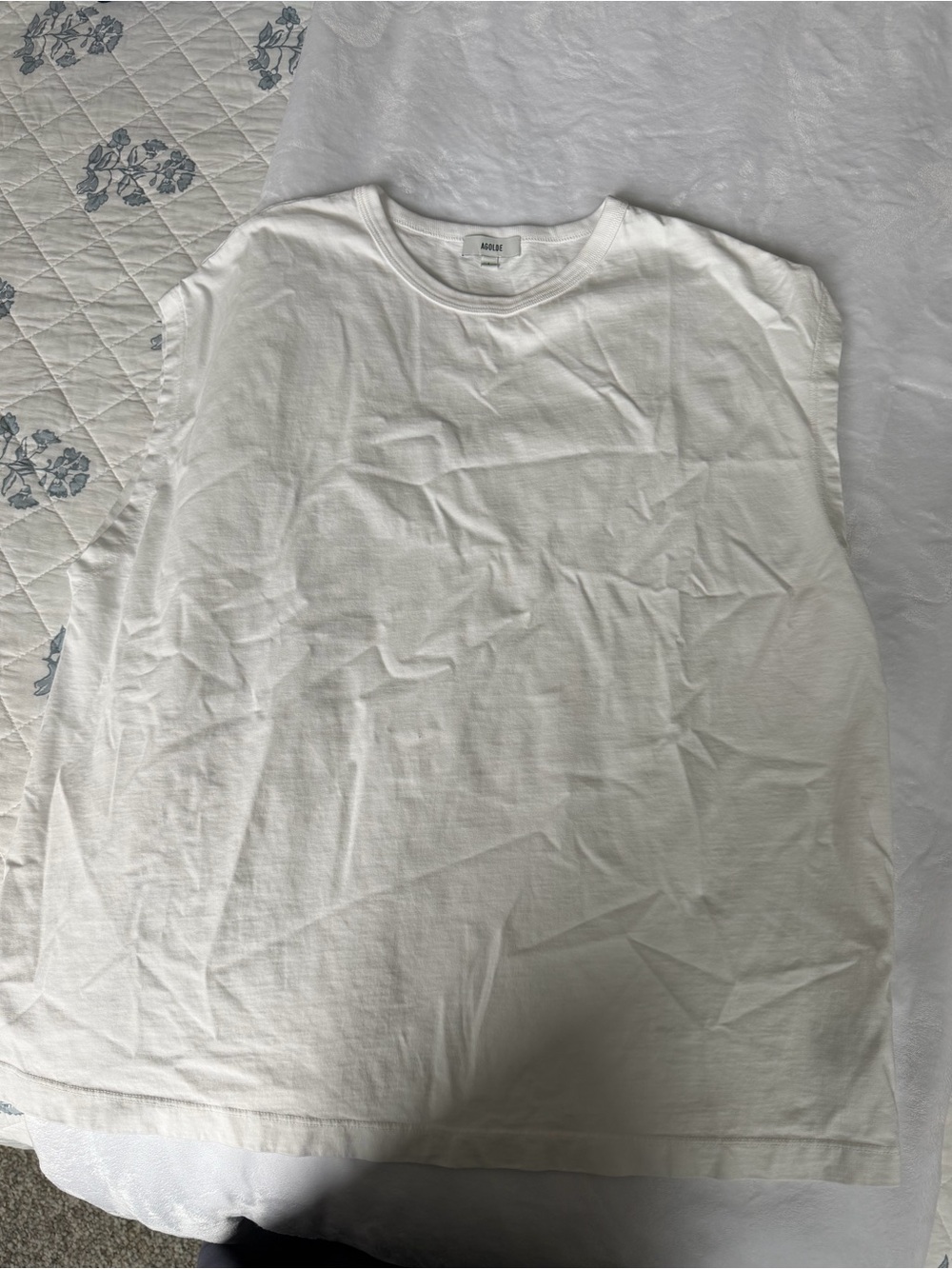 Agolde White Cotton Crewneck Tank